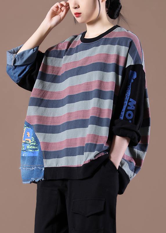 Style Patchwork Spring Shirts Black Women Tops