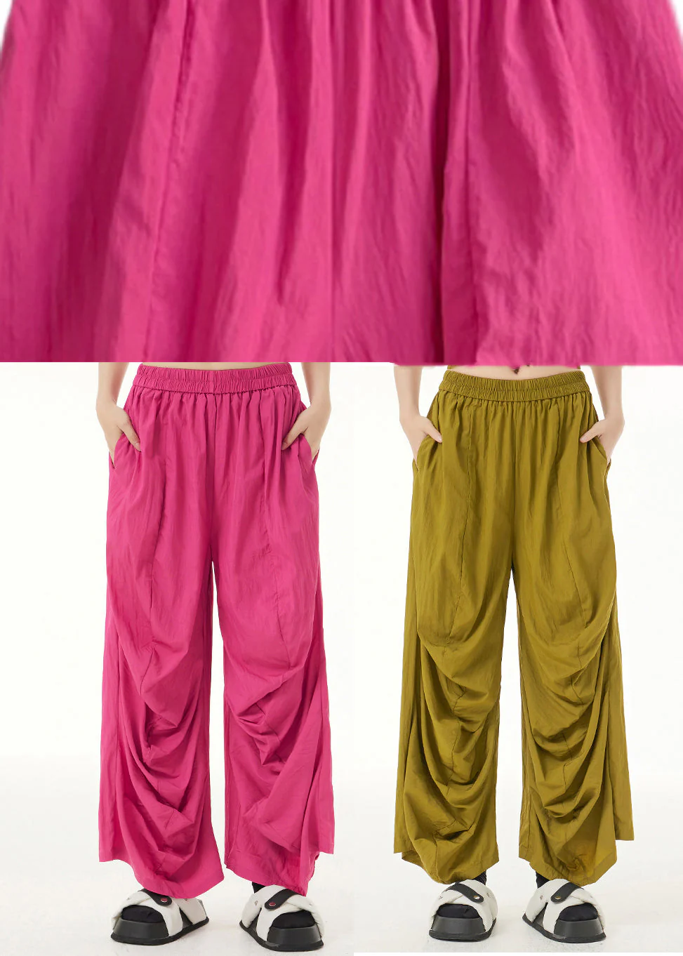 Rose Elastic Waist Flatering Wide Leg Pants